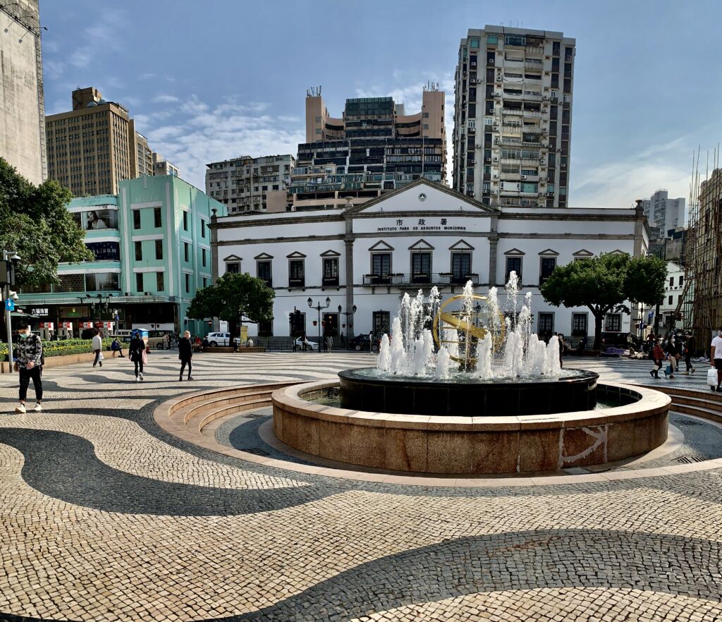 Senado Square Fountain with Senado Behind Macau Lifestyle