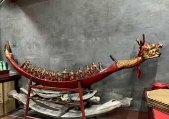 Tam Kong Temple Coloane red dragon boat