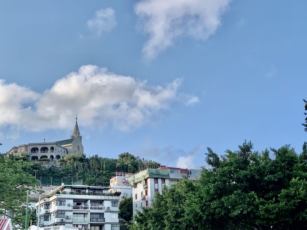 Penha Church from Above with Blue Skies Macau Lifestyle