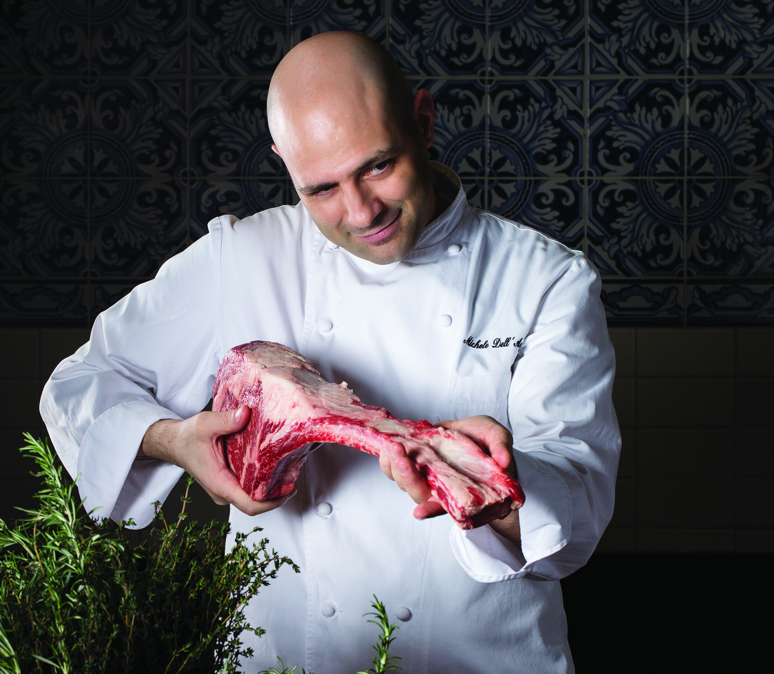 Chef Michele Portrait with Tomahawk The Manor