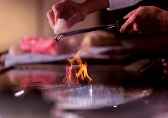 MGM Culinary tour himalayan salt grated over steak