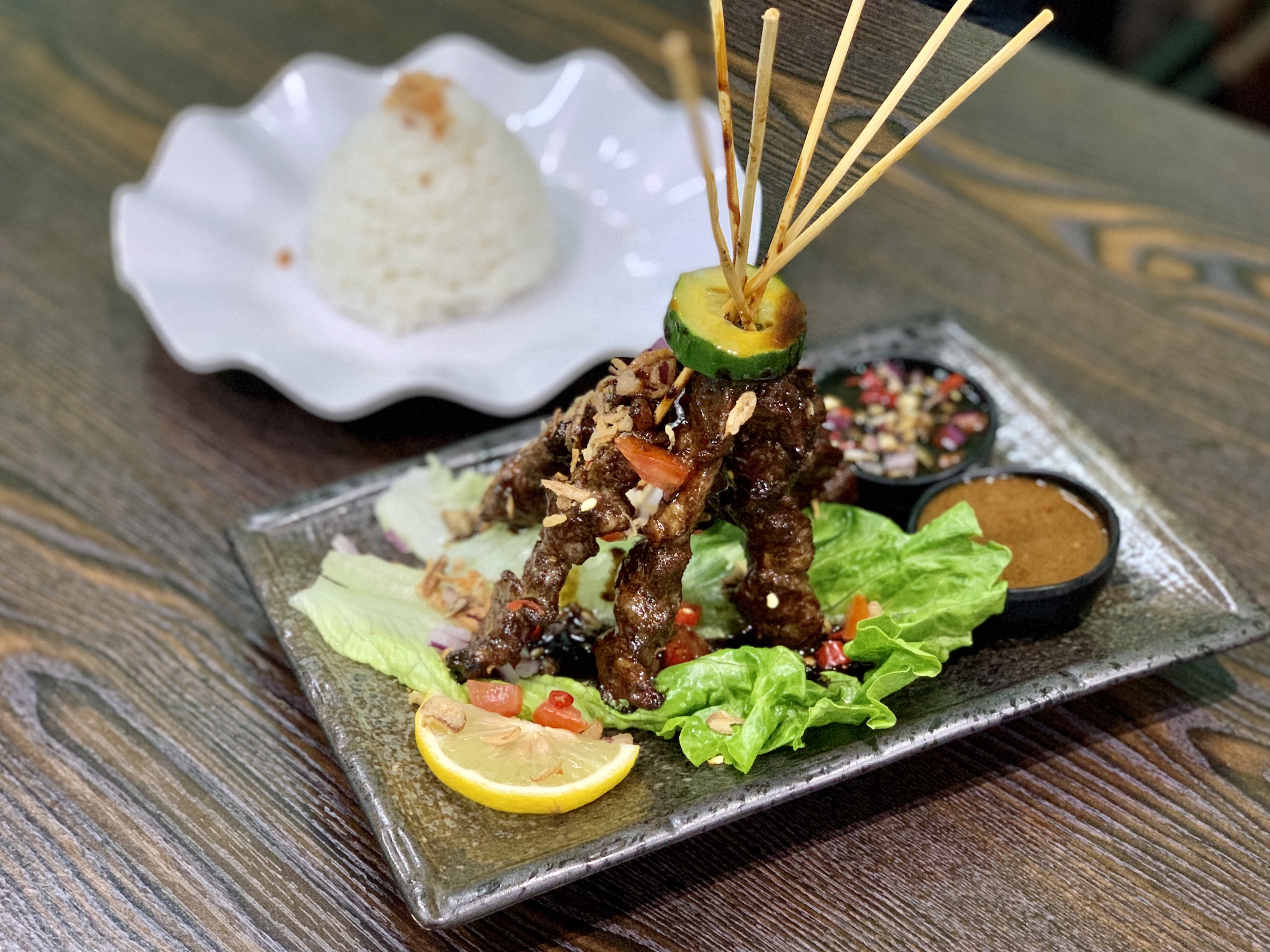 Cafe Sambal Jawa Indonesia Restaurant Interior Chicken Skewers on the Table Macau Lifestyle