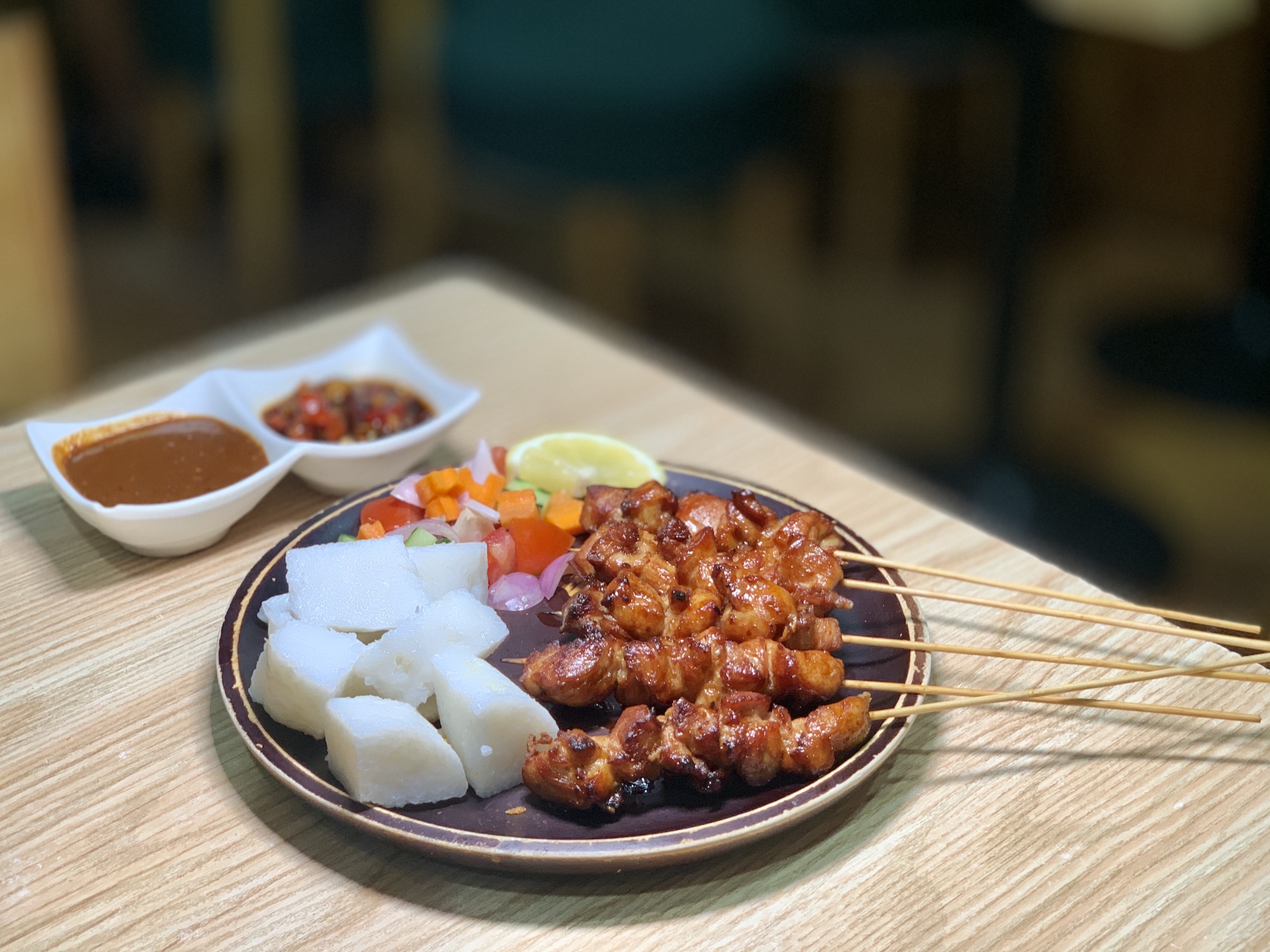 Loly Indonesian Food Sate Ayam on the Table from Afar Macau Lifestyle