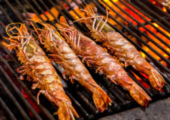 prawn Grill cooking seafood.