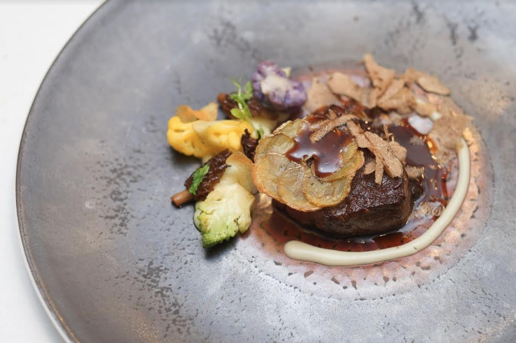 Australian Wagyu beef fillet with romanesco broccolini, potato galette, morel mushroom and white truffle the manor