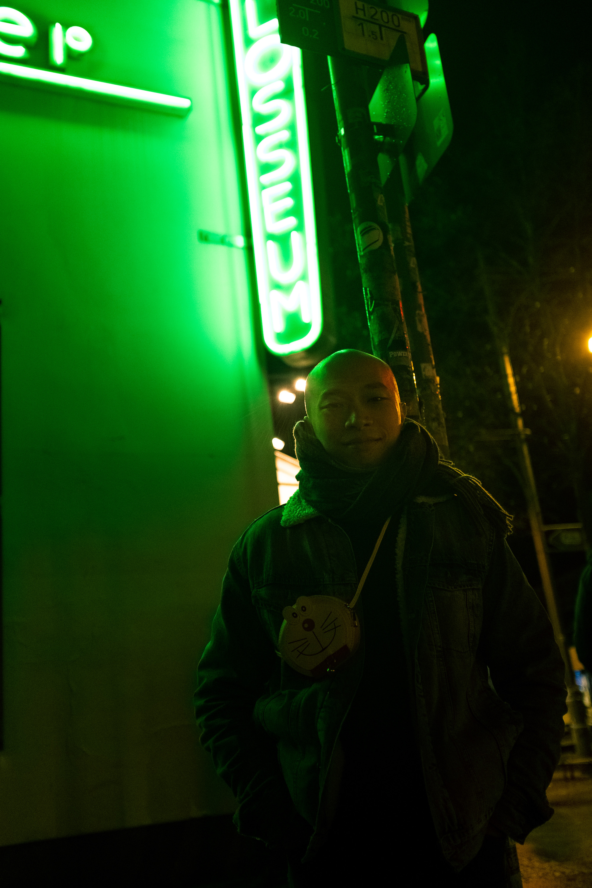 Cheong Kin Man With Neons Behind