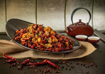 Chongqing crispy chicken wok fried with dried chilli and peanut Grand Lisboa Palace Resort Macau Red Bowl