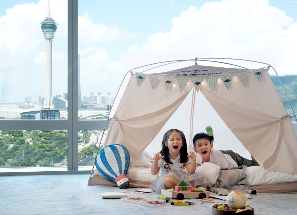 Kids playing in tent Mandarin Oriental Macau