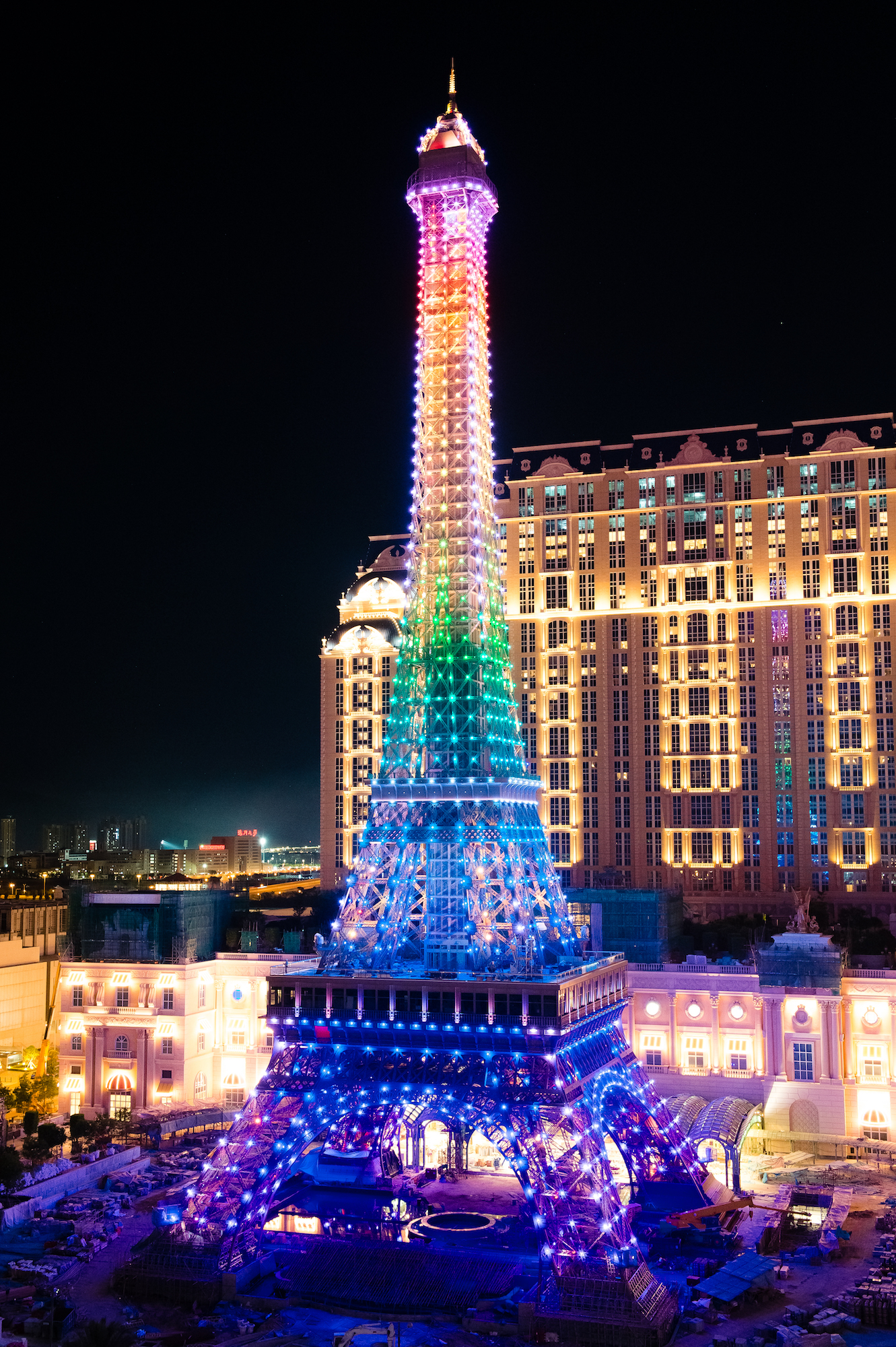 The Parisian Macao Eiffel Tower at Night