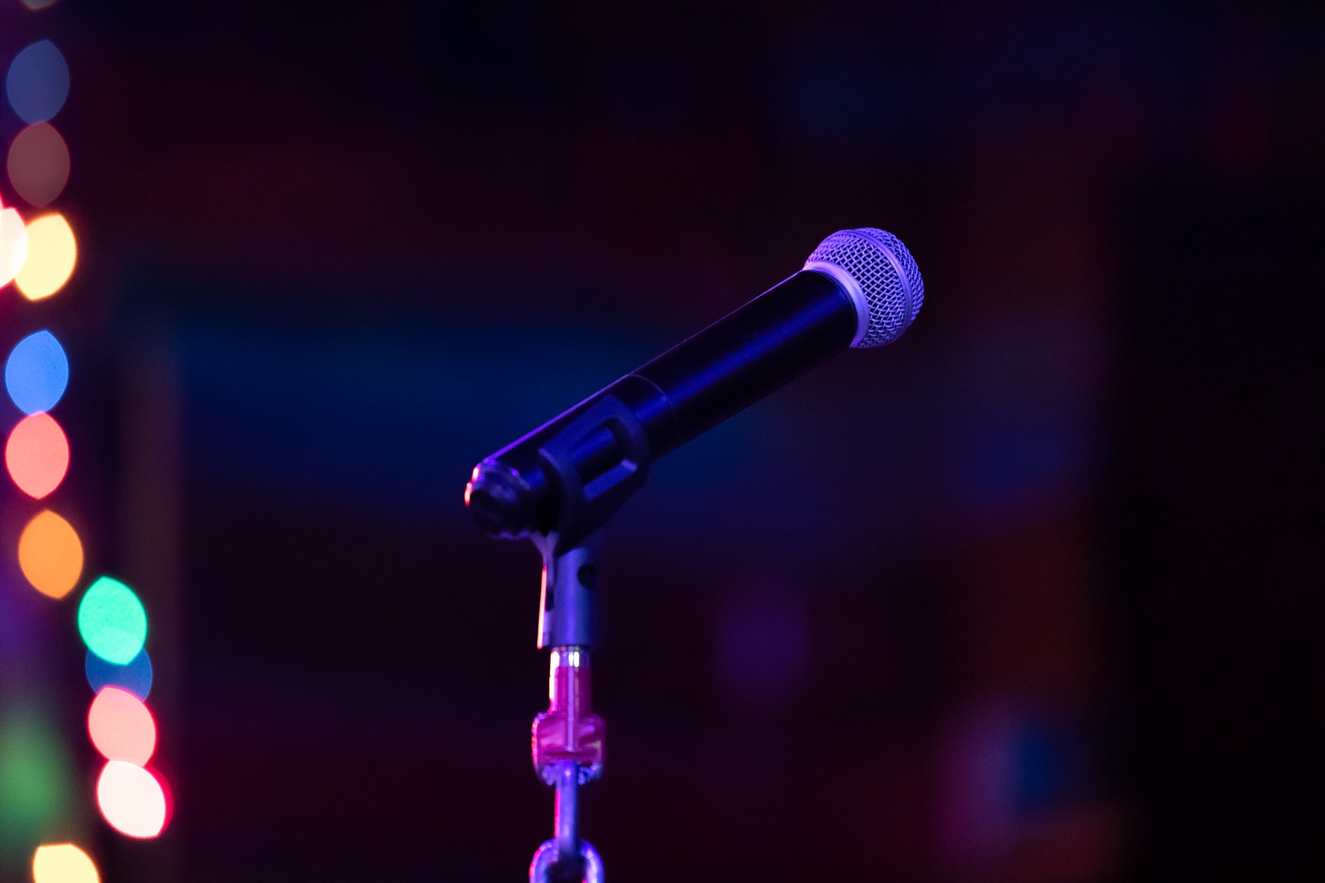 microphone with lights behind